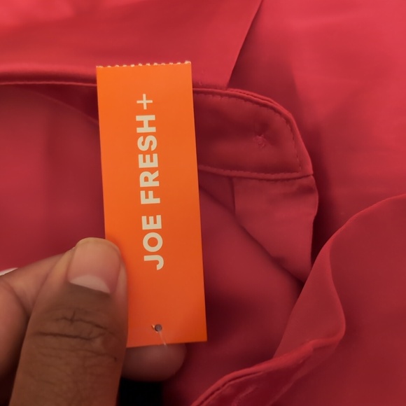 Joe Fresh| Hot Pink Long Sleeve Button Up Blouse Some Recycled Materials - Picture 12 of 16